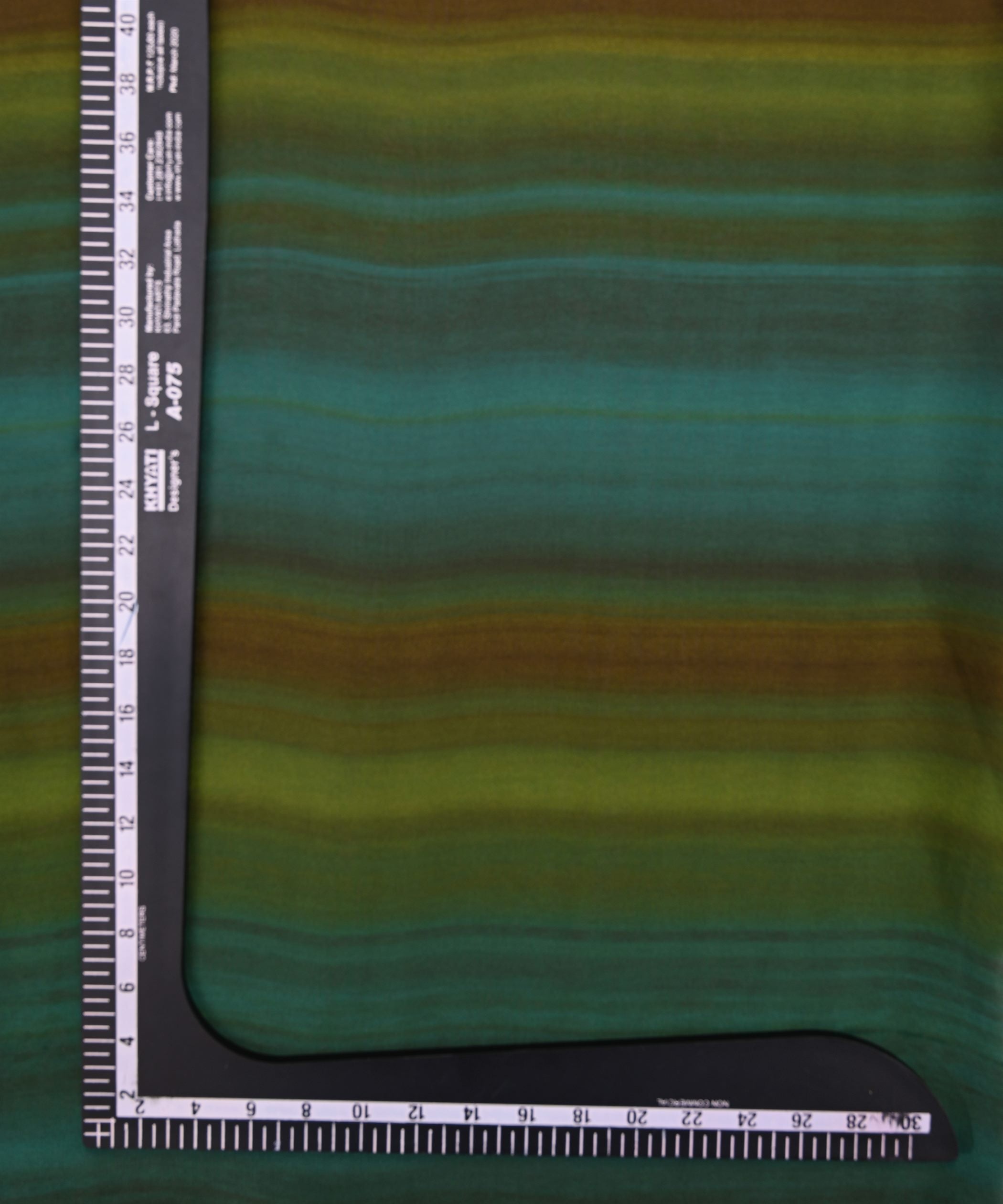 Green Georgette Fabric with Shaded Stripes