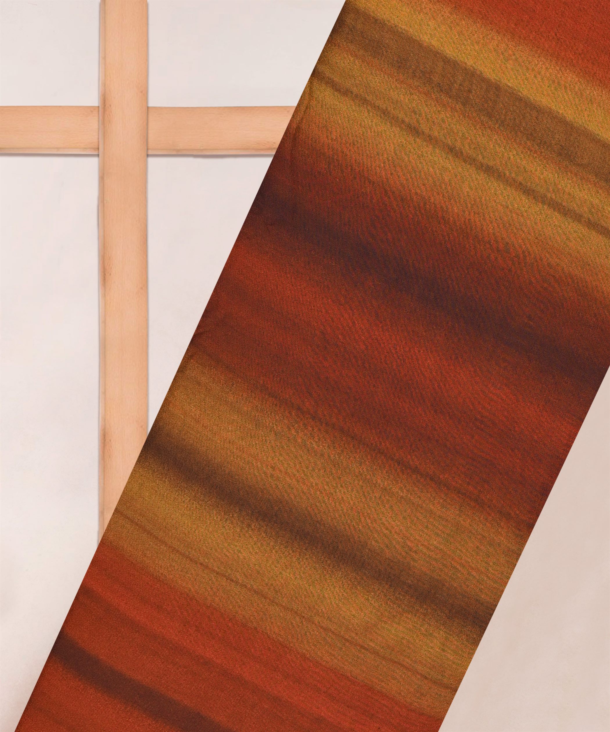 Ochre Yellow Georgette Fabric with Shaded Stripes