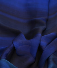 Royal Blue Georgette Fabric with Shaded Stripes