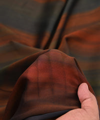 Rust Orange Georgette Fabric with Shaded Stripes