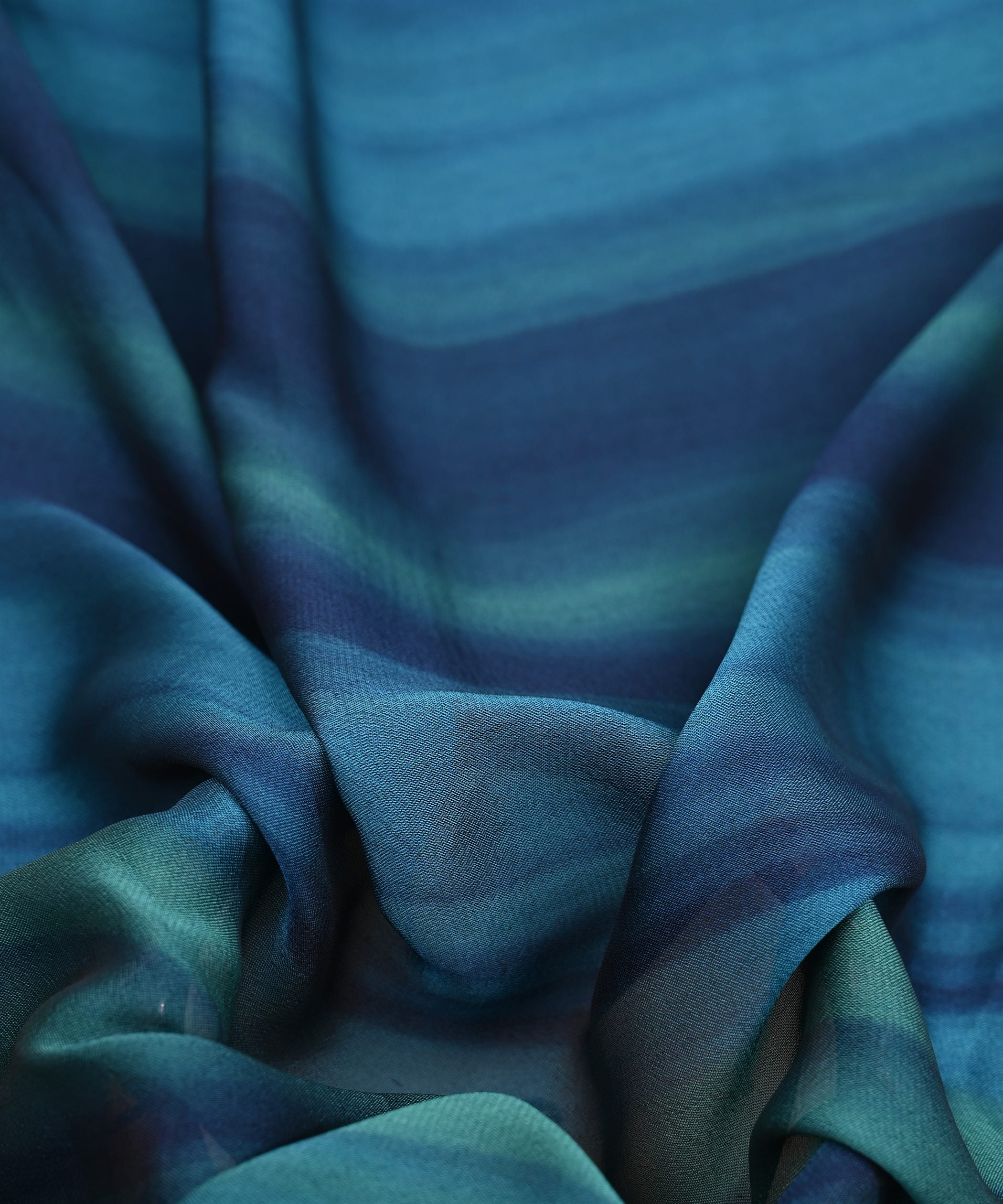 Sky Blue Georgette Fabric with Shaded Stripes