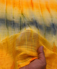 Yellow Georgette Fabric with Shibori Print