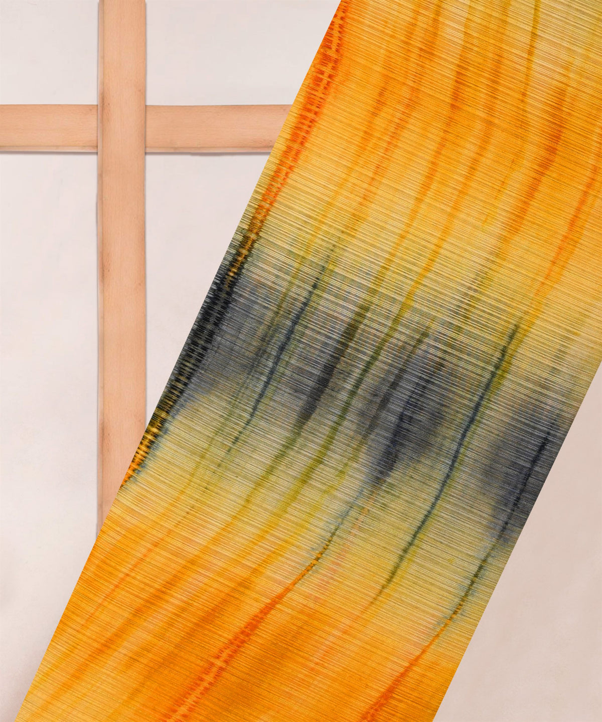Yellow Georgette Fabric with Shibori Print