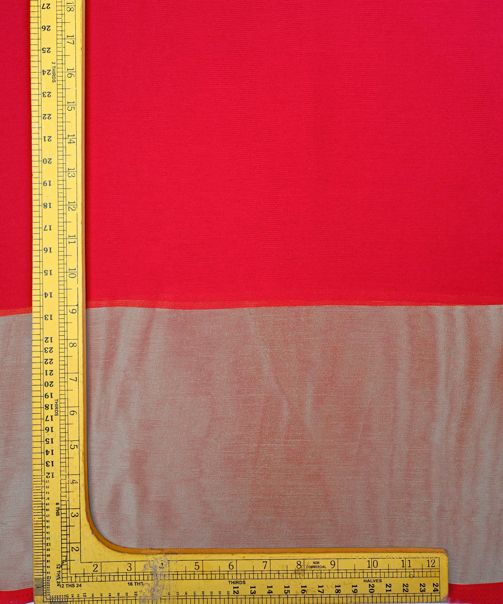 Gajri Georgette Fabric with Silver Border