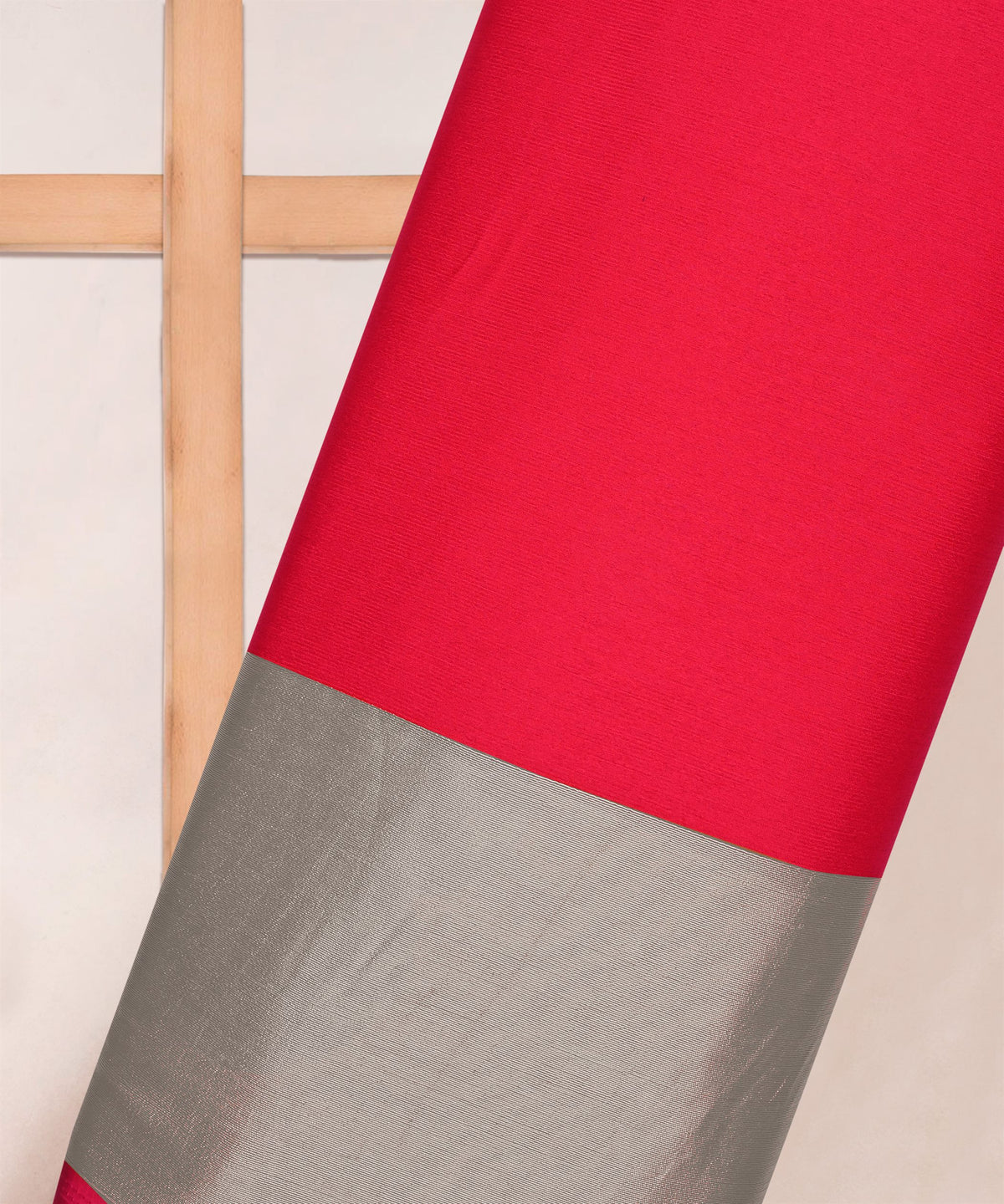 Gajri Georgette Fabric with Silver Border