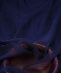 Navy Blue Georgette Fabric with Silver Border