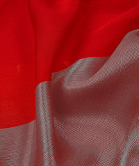Red Georgette Fabric with Silver Border