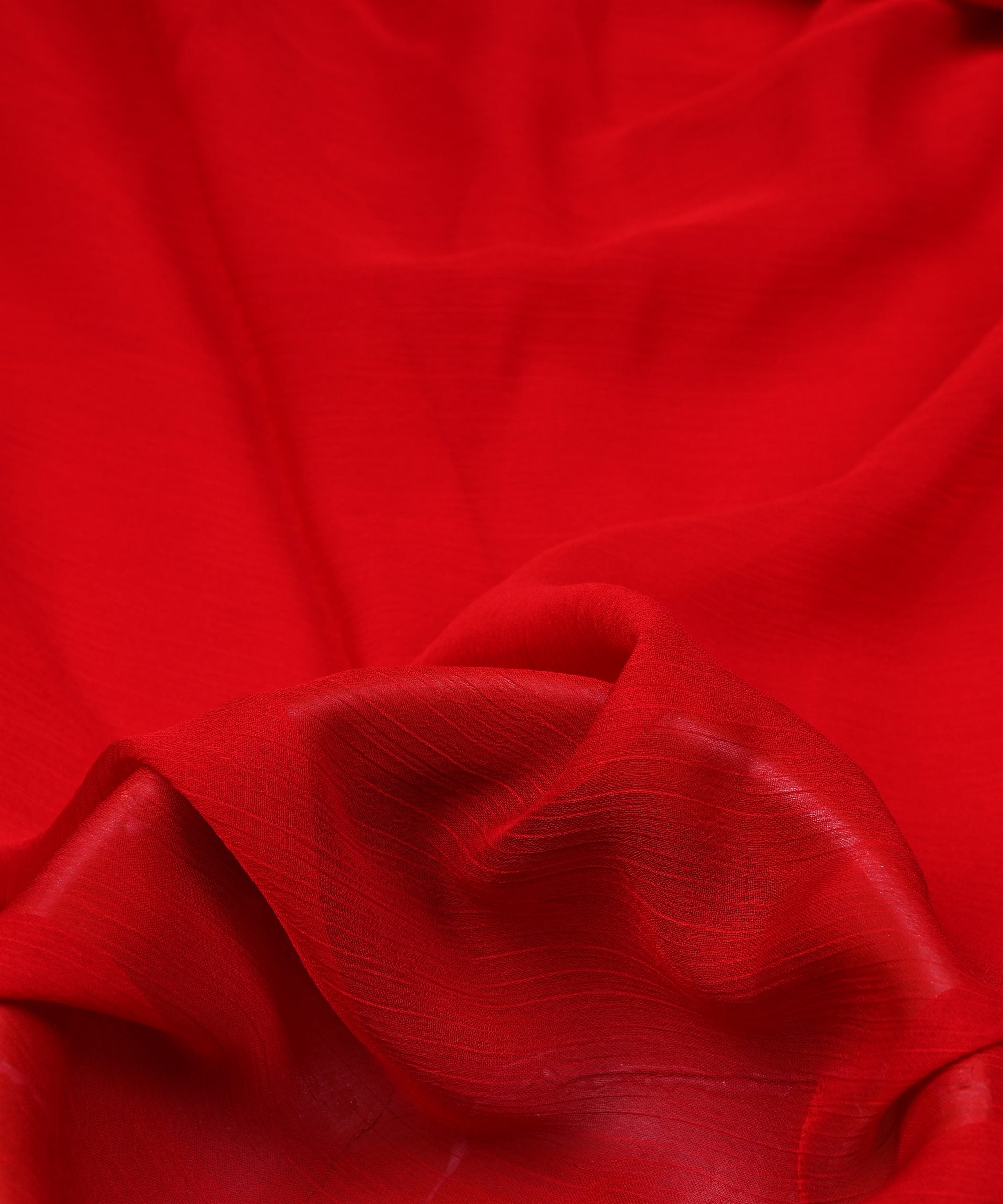 Red Georgette Fabric with Silver Border