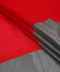 Red Georgette Fabric with Silver Border