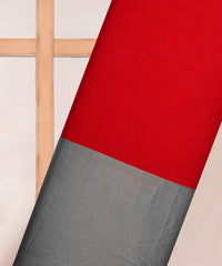 Red Georgette Fabric with Silver Border