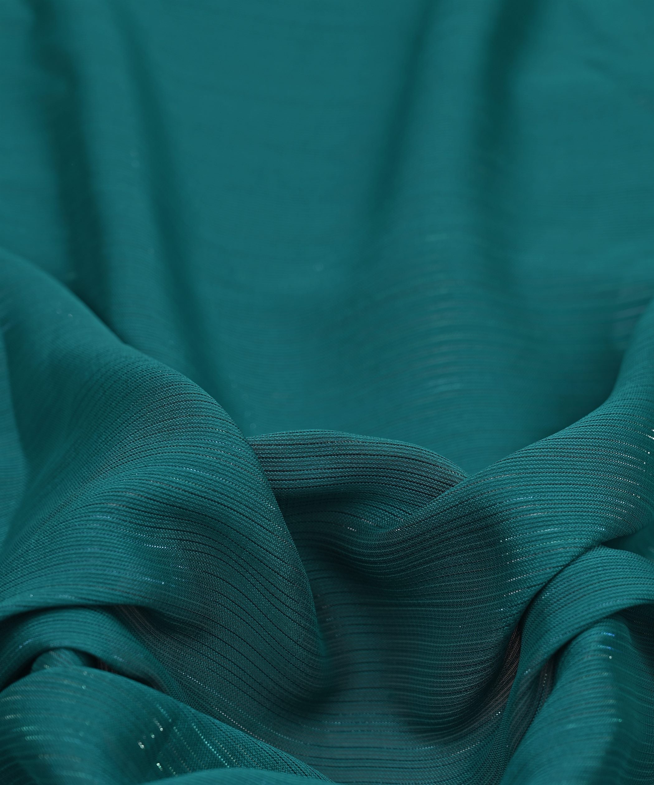 Aqua Blue Georgette Fabric with Stripes