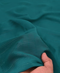 Aqua Blue Georgette Fabric with Stripes