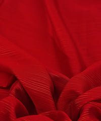 Blood Red Georgette Fabric with Stripes