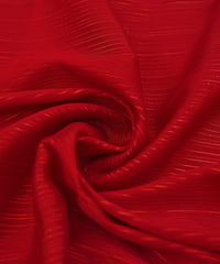 Blood Red Georgette Fabric with Stripes