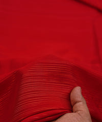 Blood Red Georgette Fabric with Stripes