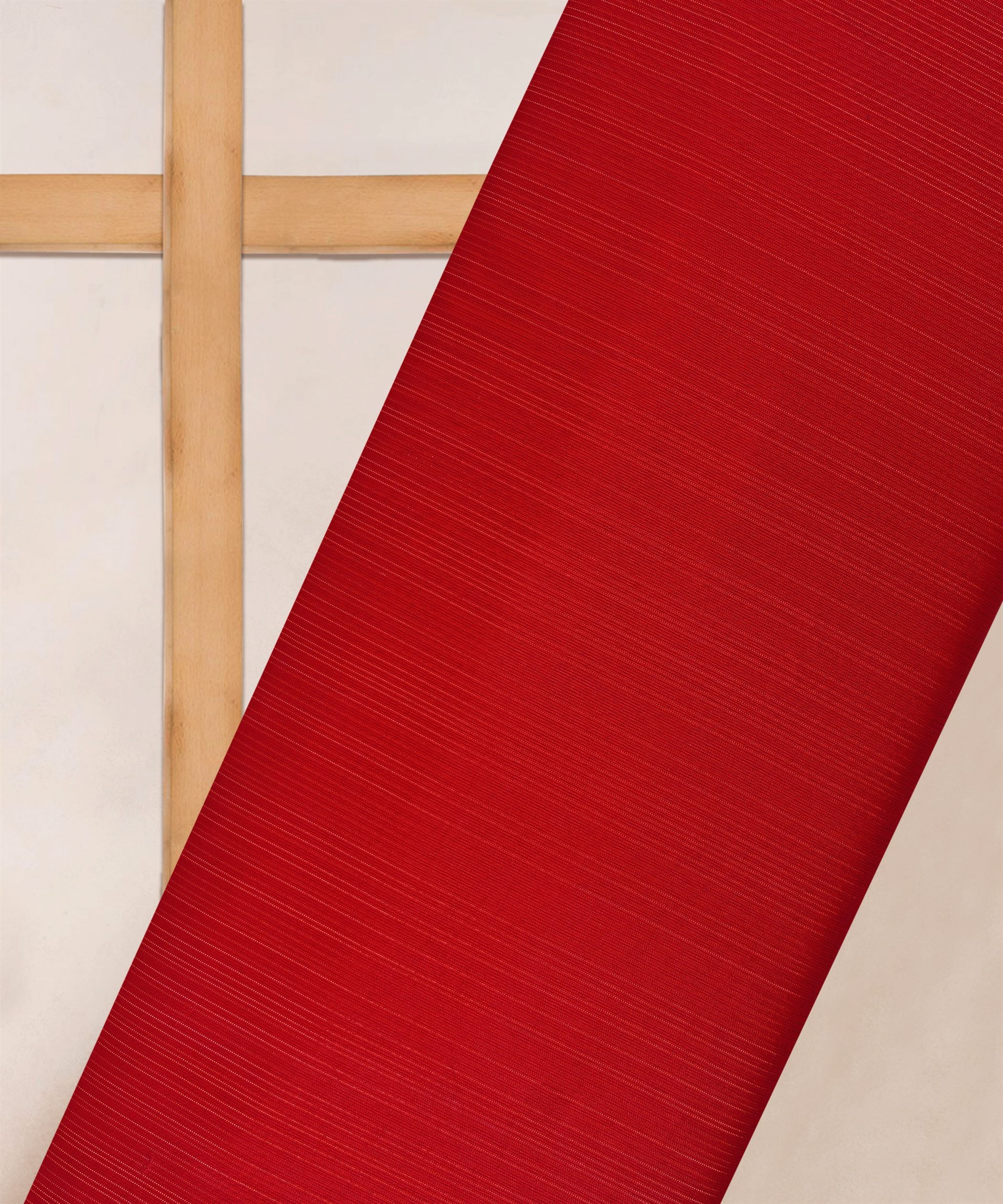 Blood Red Georgette Fabric with Stripes