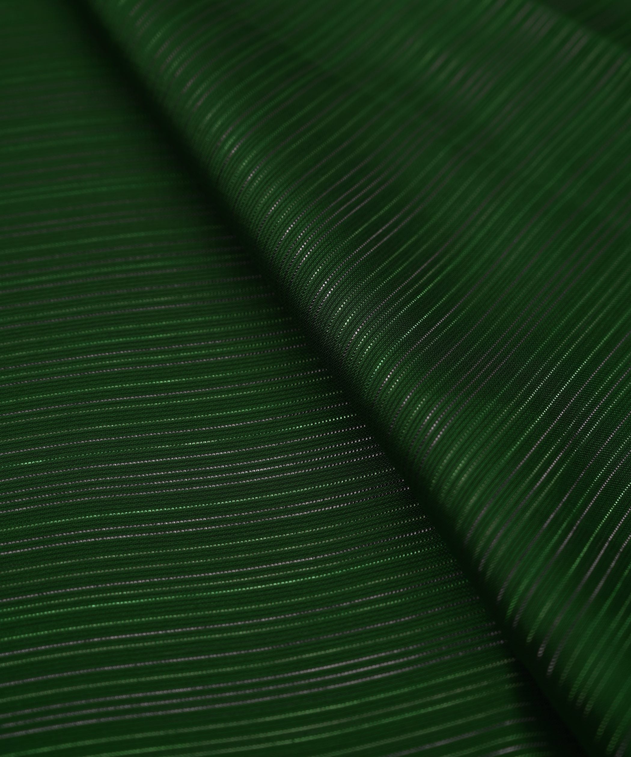 Bottle Green Georgette Fabric with Stripes