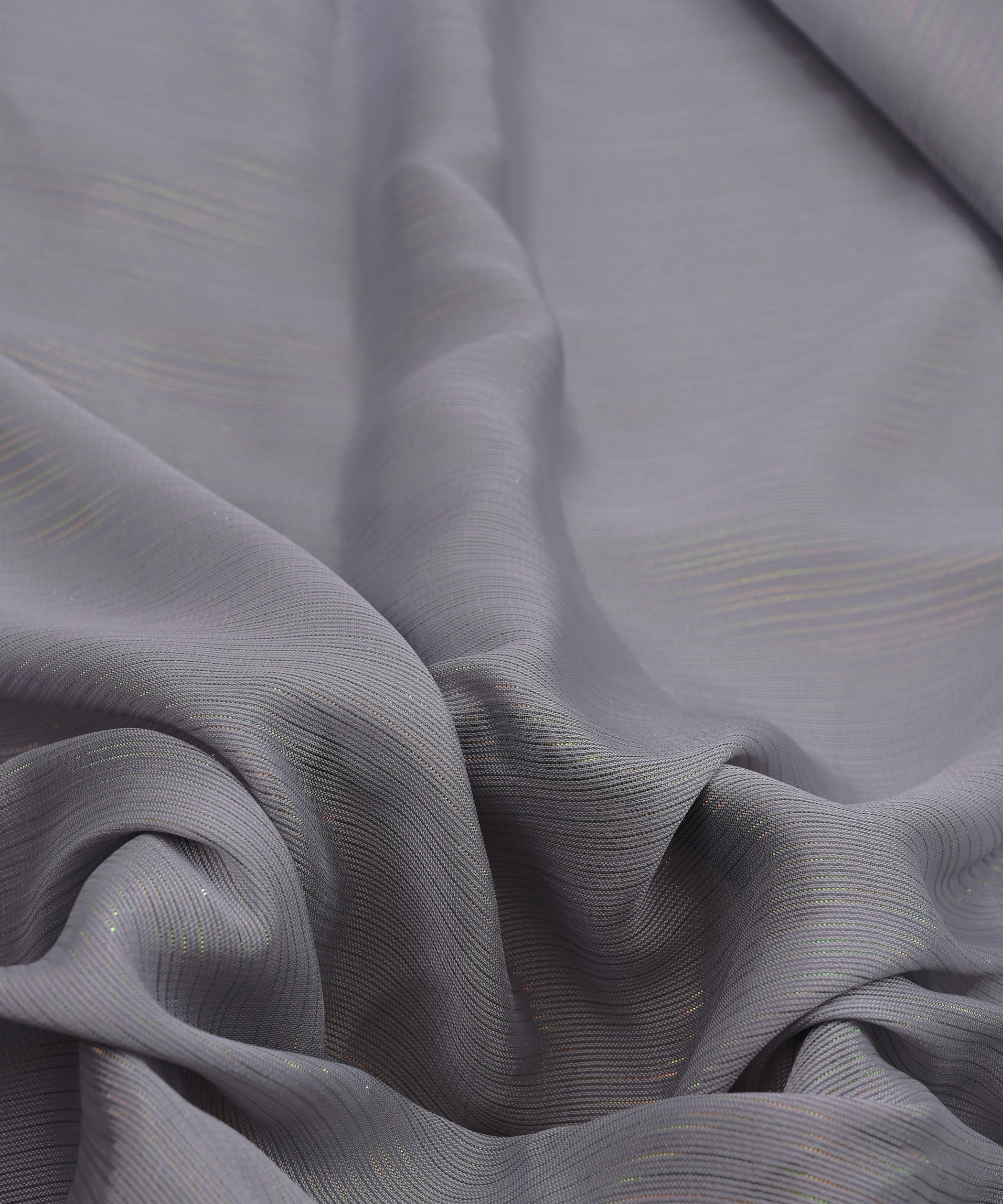 Grey Georgette Fabric with Stripes