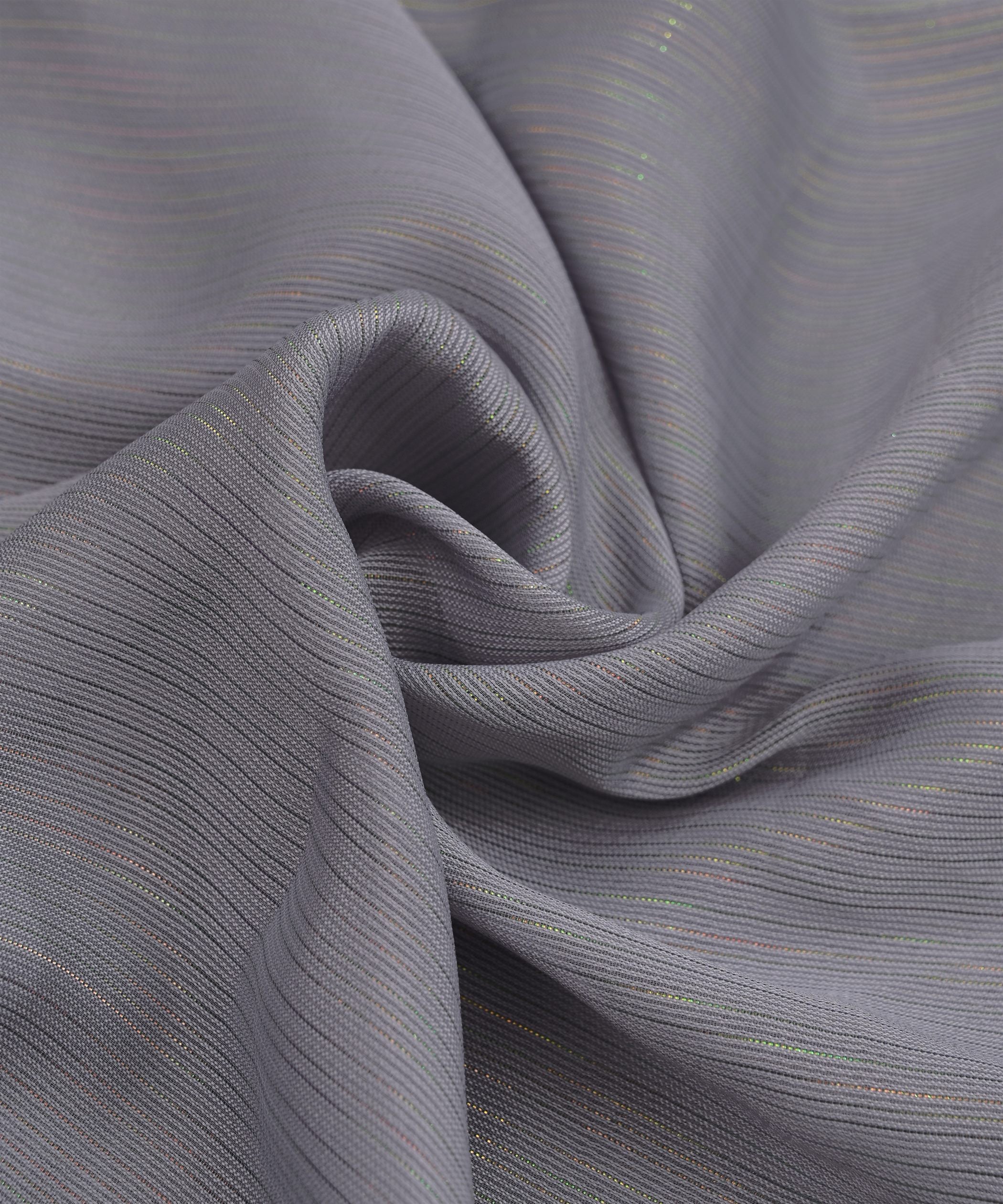 Grey Georgette Fabric with Stripes