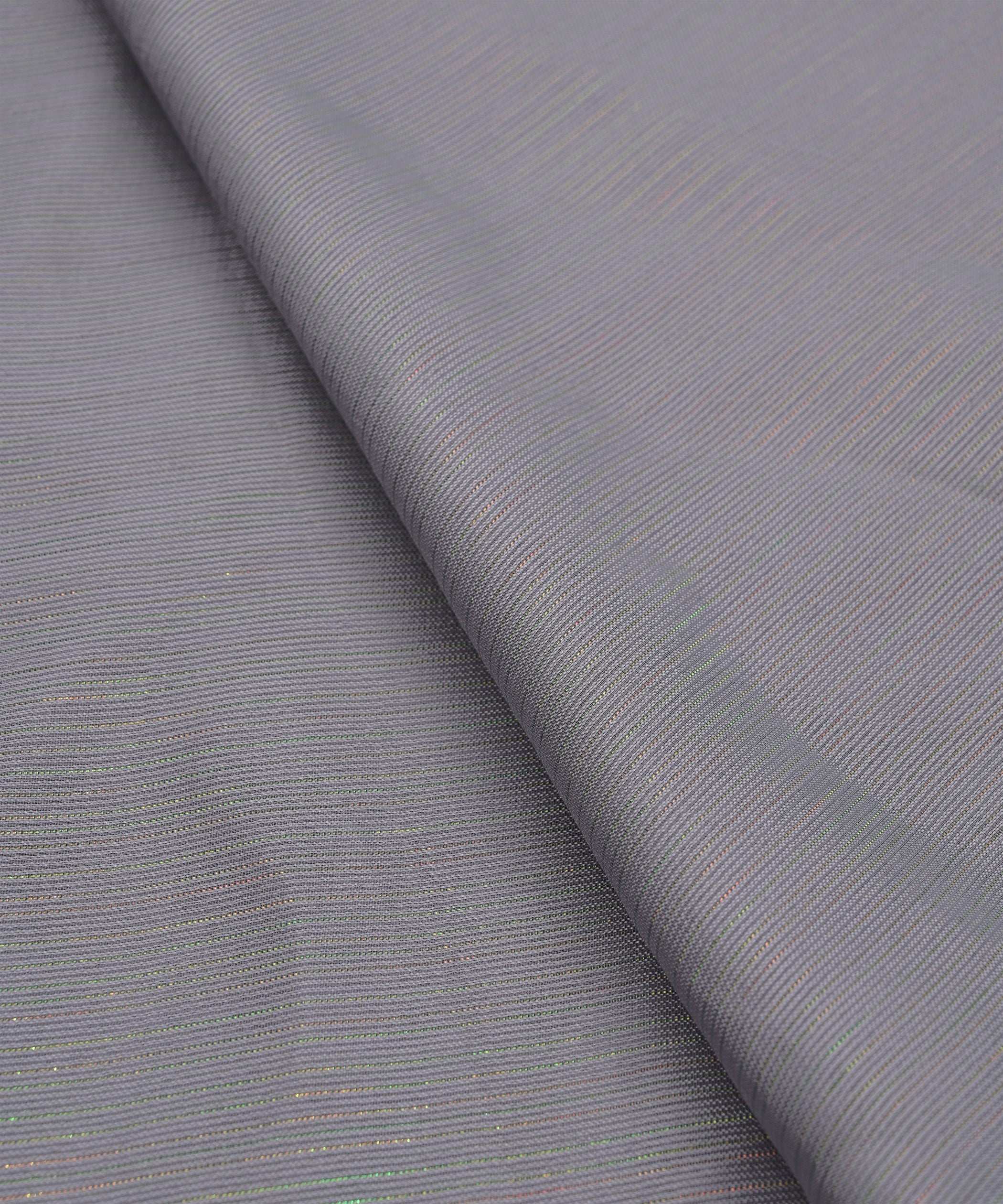 Grey Georgette Fabric with Stripes