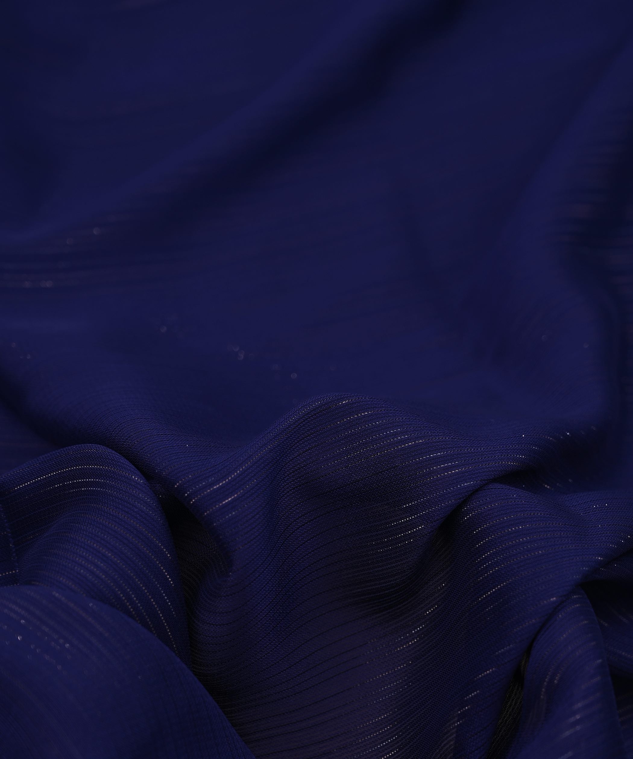 Persian Indigo Georgette Fabric with Stripes