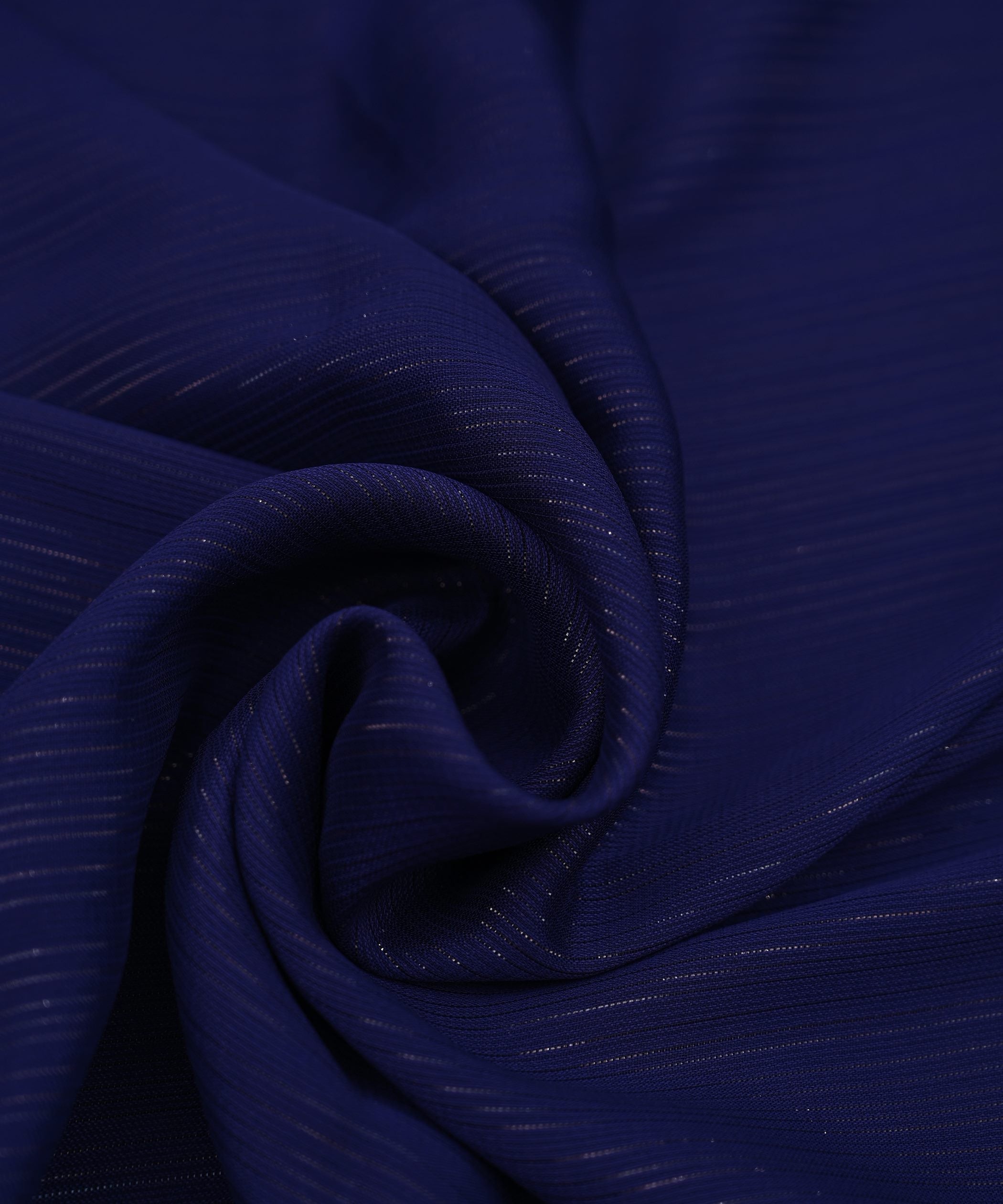 Persian Indigo Georgette Fabric with Stripes