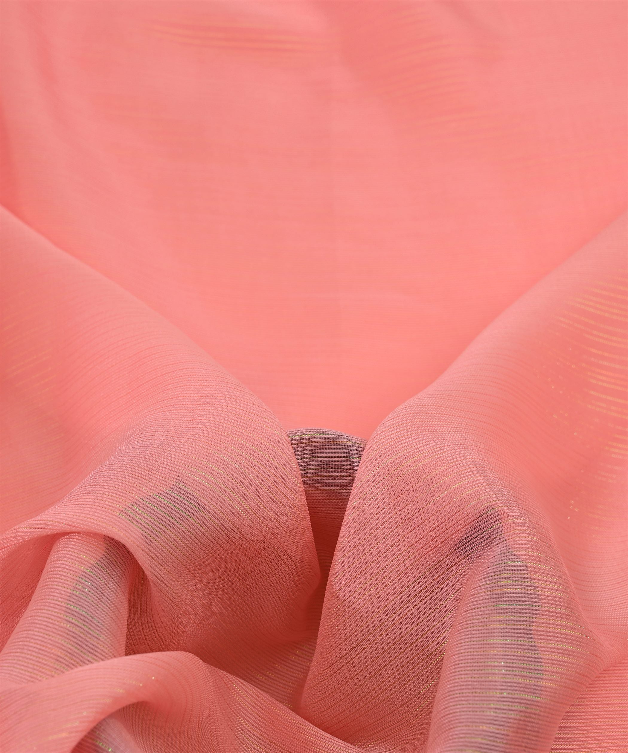 Ruddy Pink Georgette Fabric with Stripes