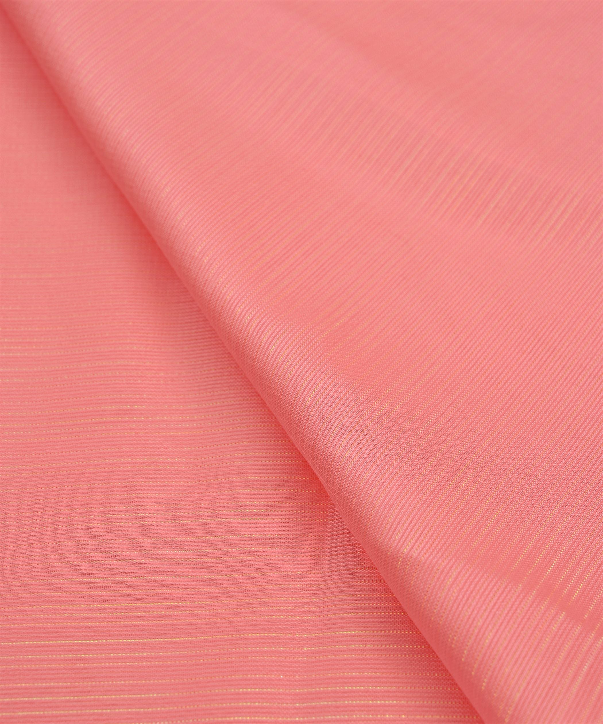 Ruddy Pink Georgette Fabric with Stripes