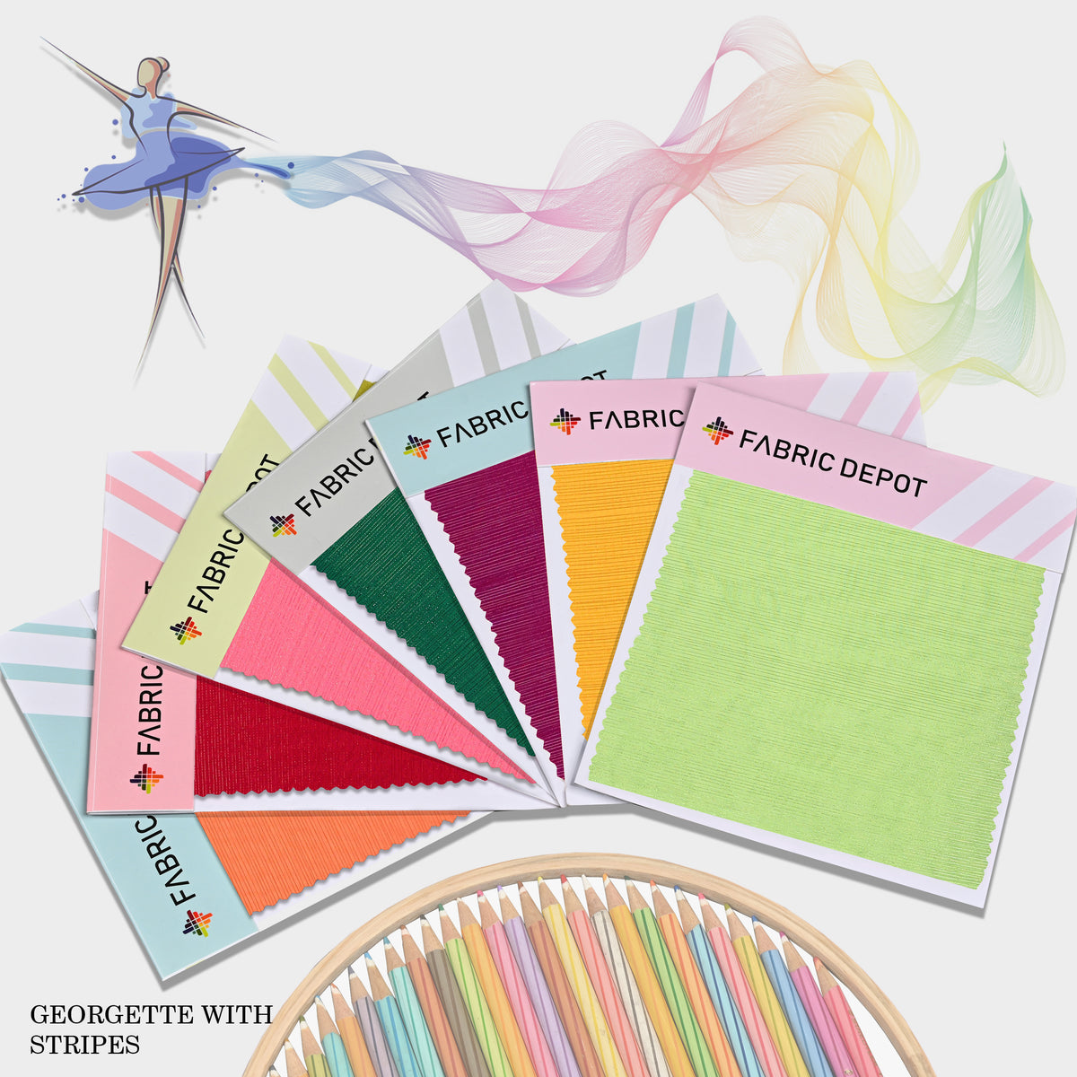Georgette with Stripes-Swatch Card