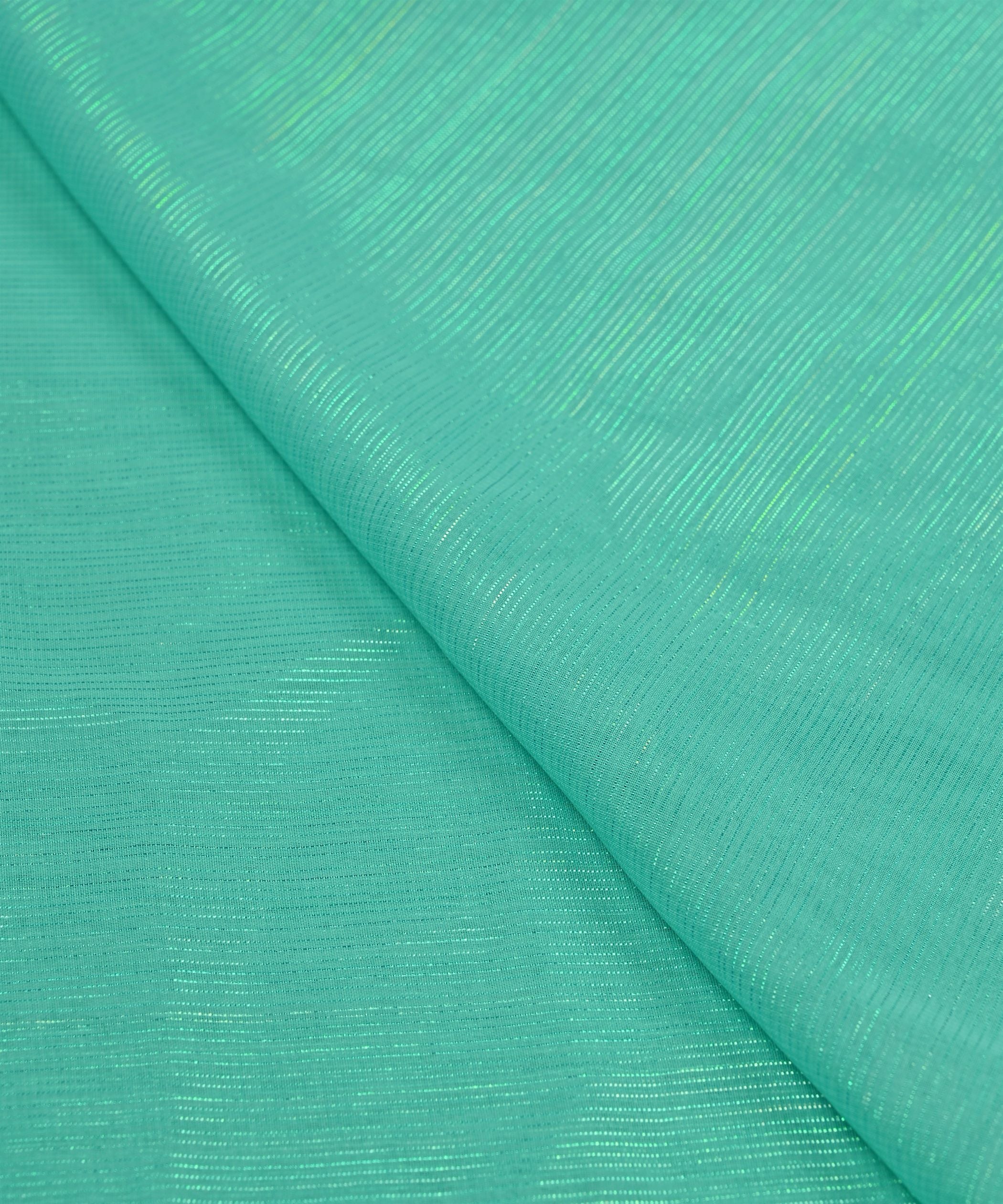 Aquamarine Green Georgette Fabric with Stripes