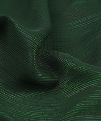 Dark Green Georgette Fabric with Stripes