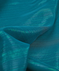 Dark Teal Georgette Fabric with Stripes