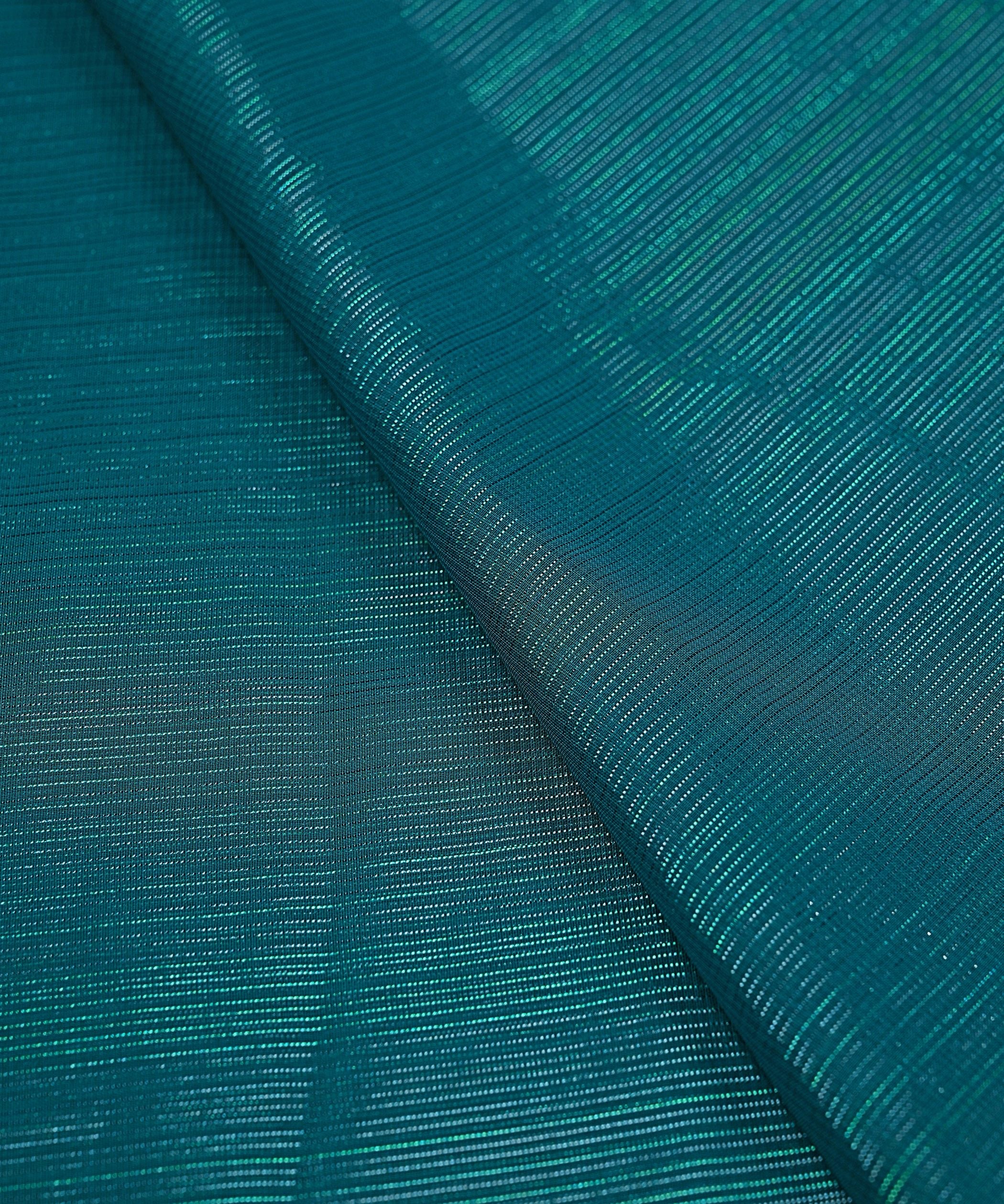 Dark Teal Georgette Fabric with Stripes