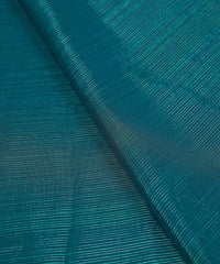 Dark Teal Georgette Fabric with Stripes