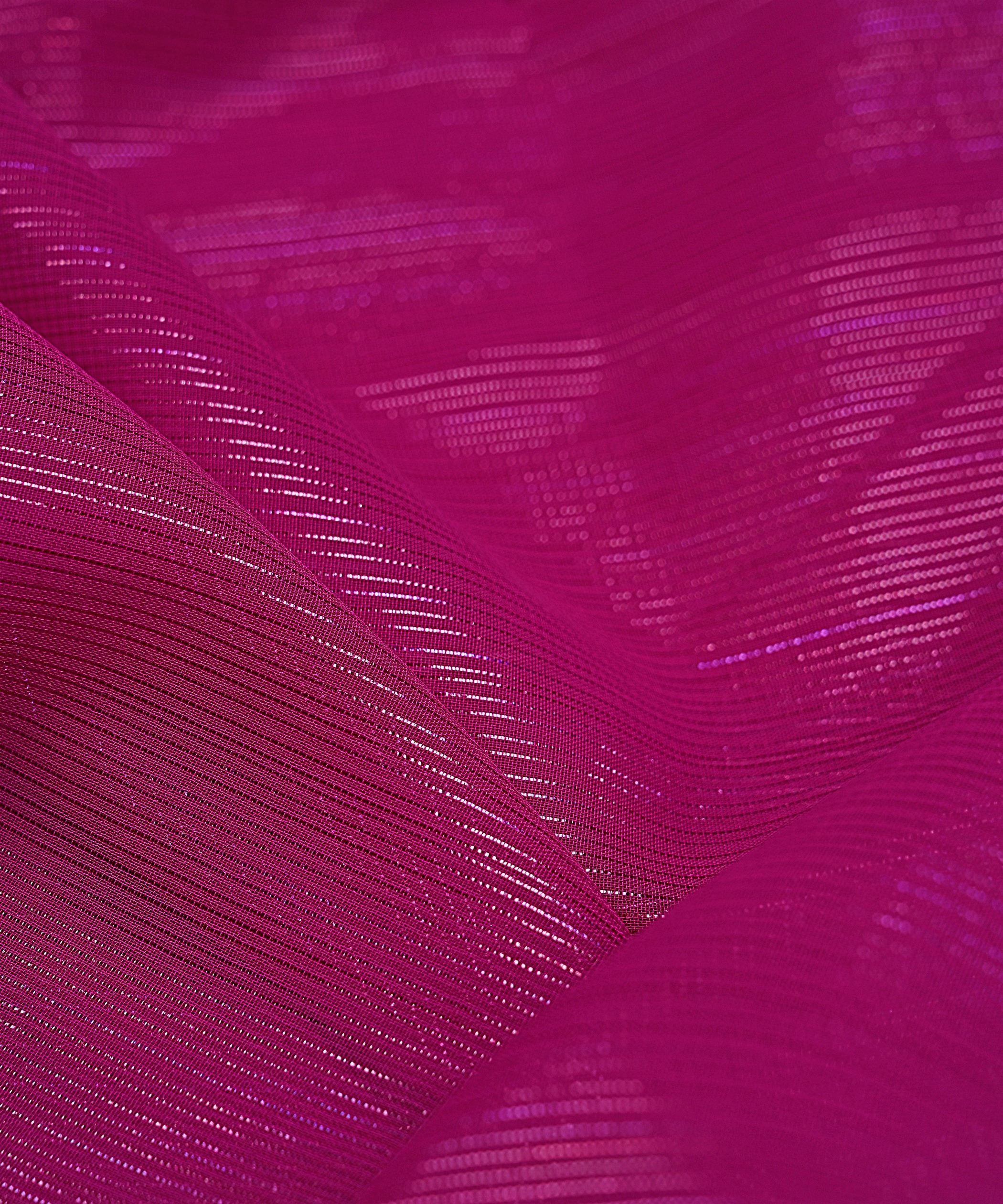 Dark Wine Georgette Fabric with Stripes