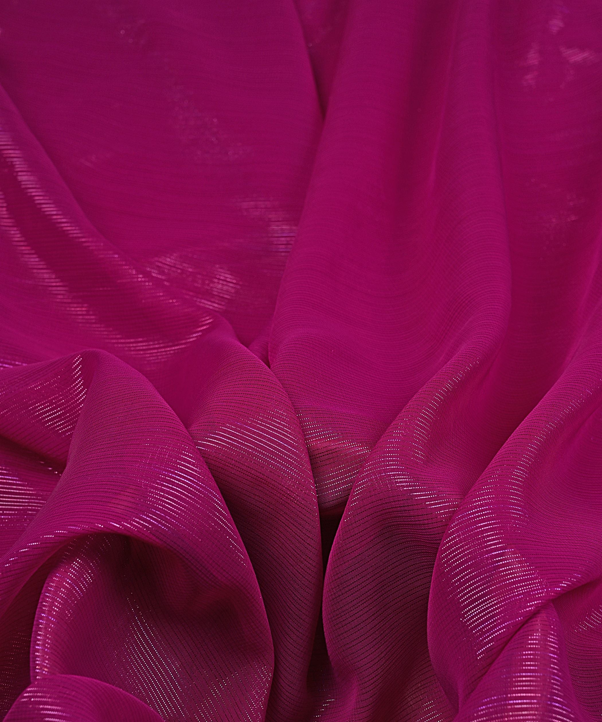 Dark Wine Georgette Fabric with Stripes