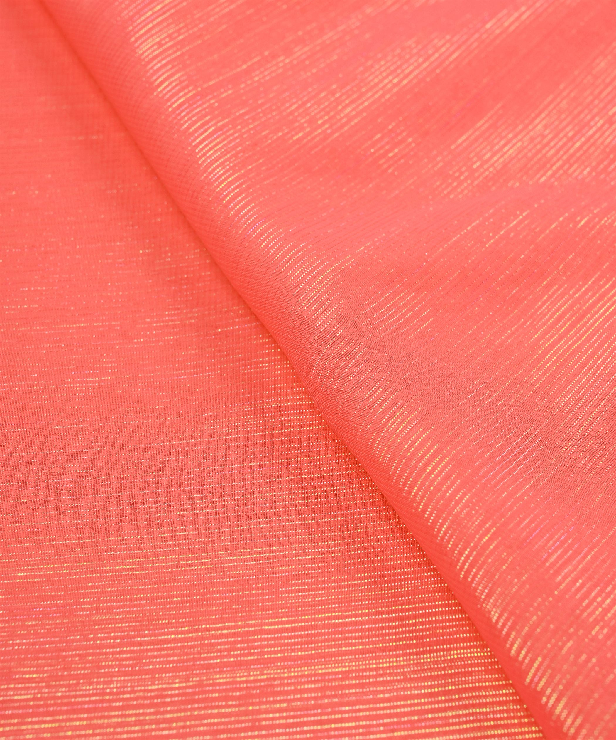 Light Peach Georgette Fabric with Stripes