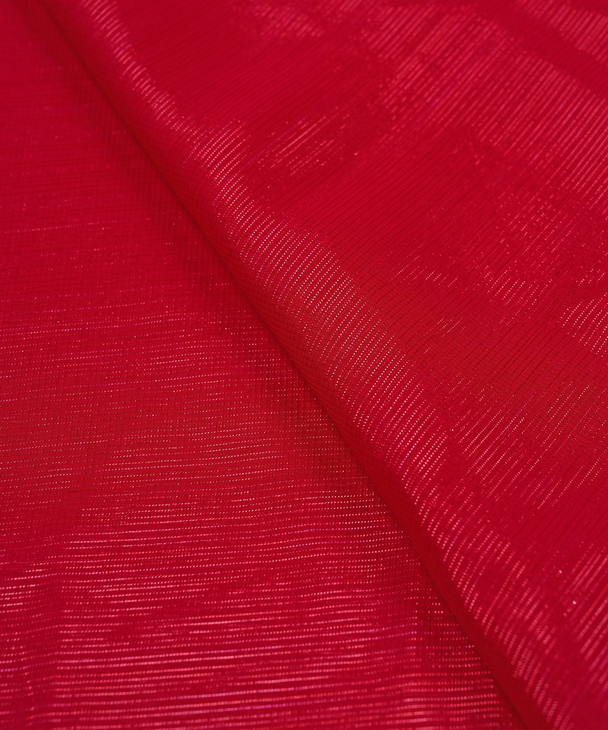 Red Georgette Fabric with Stripes