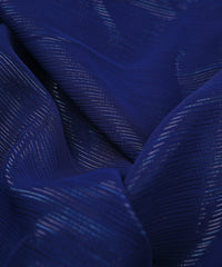 Navy Blue Georgette Fabric with Stripes
