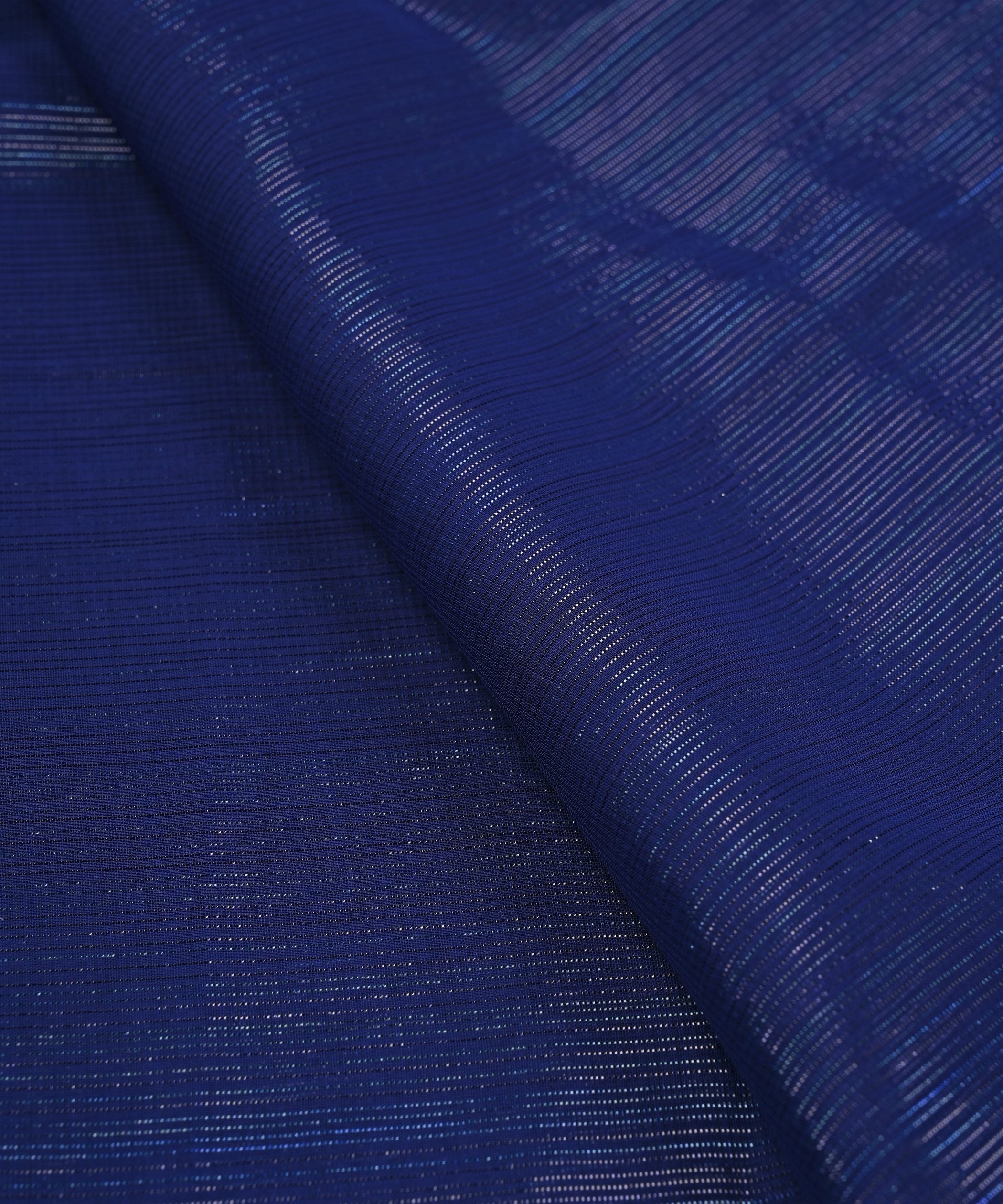 Navy Blue Georgette Fabric with Stripes