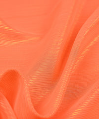 Orange Georgette Fabric with Stripes