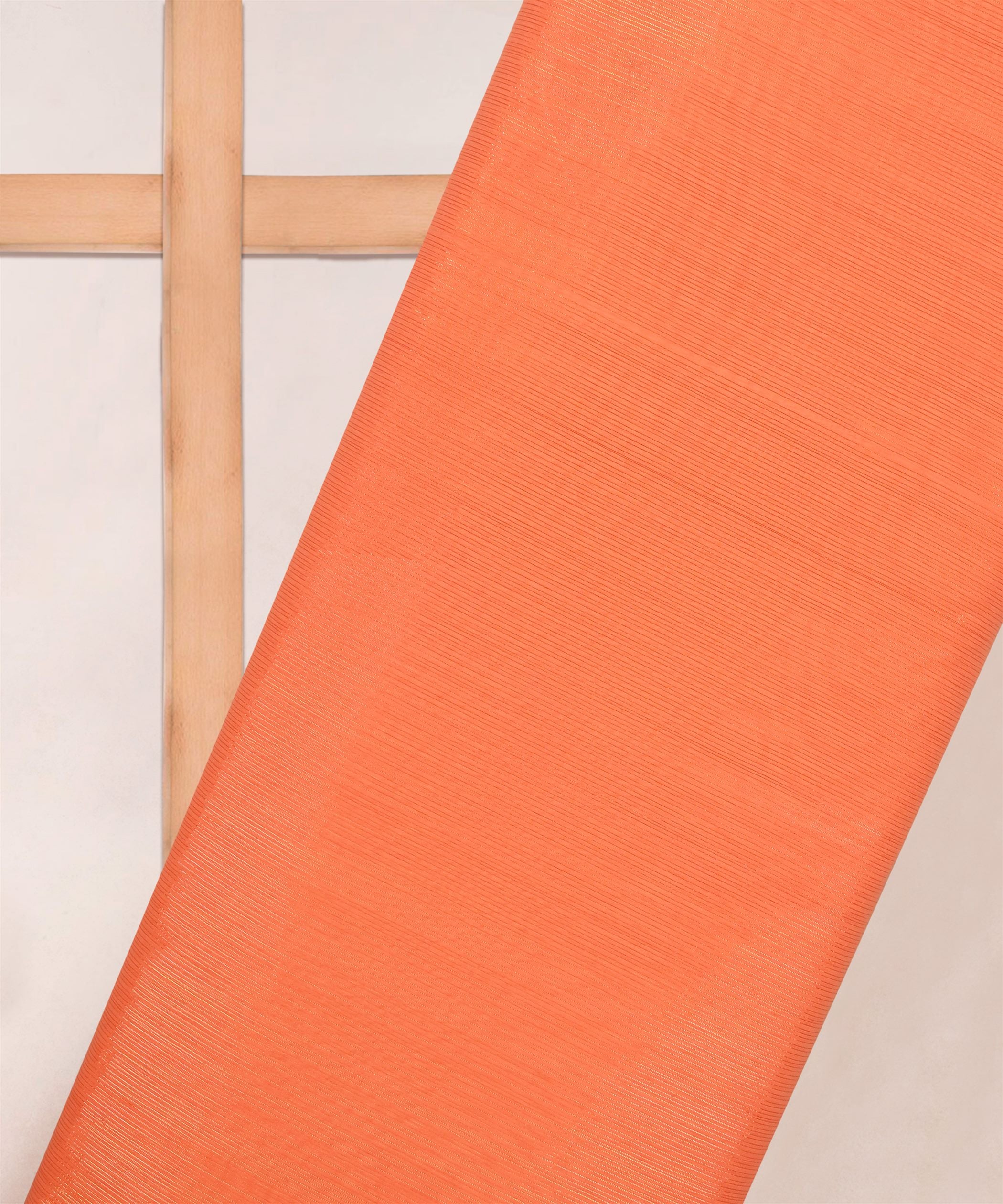 Orange Georgette Fabric with Stripes