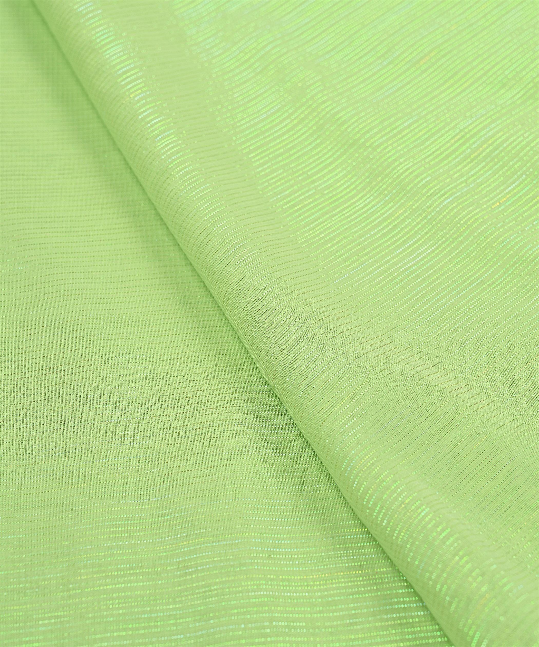 Pine Green Georgette Fabric with Stripes