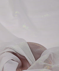 White Georgette Fabric with Stripes