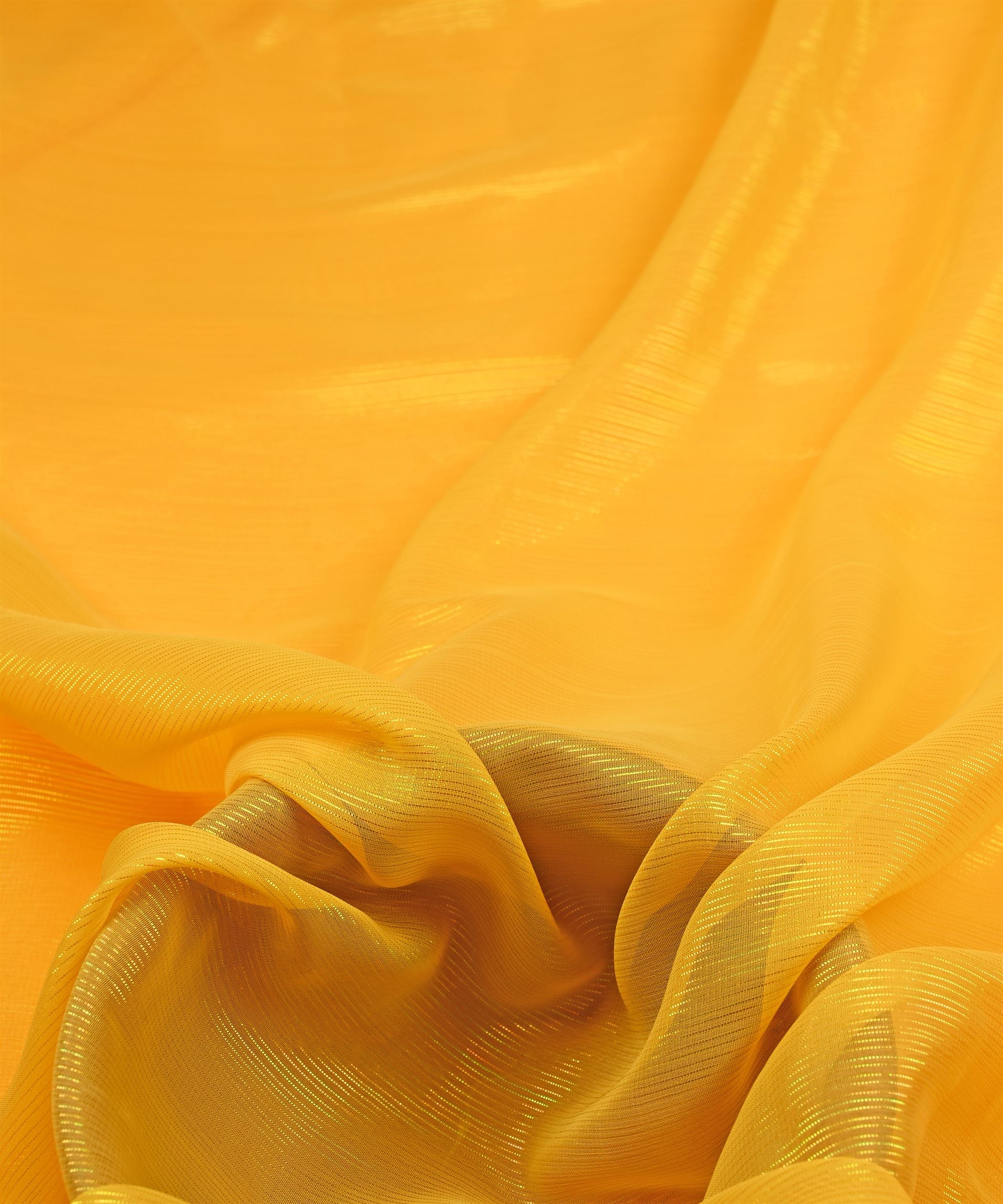 Yellow Georgette Fabric with Stripes