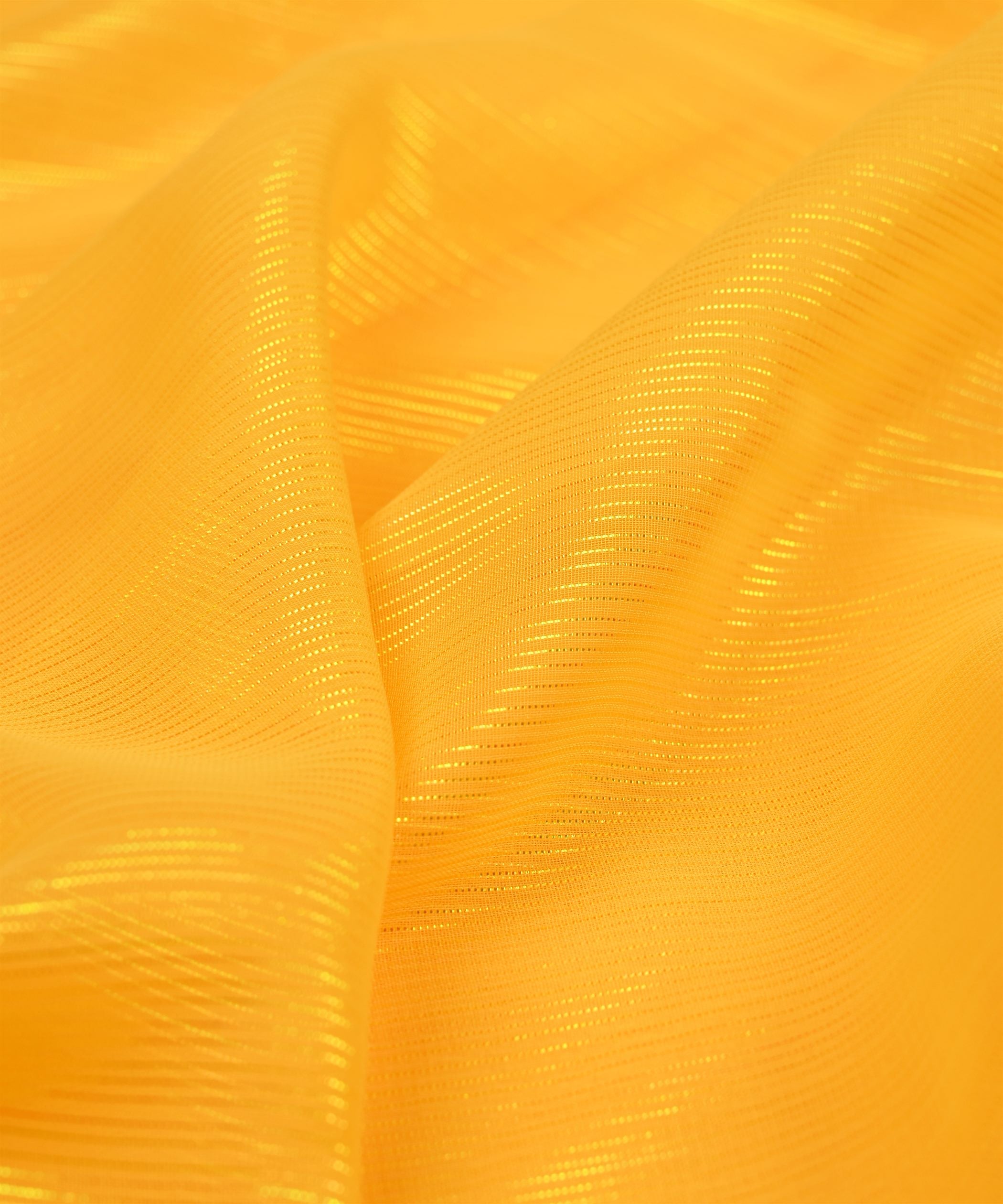 Yellow Georgette Fabric with Stripes