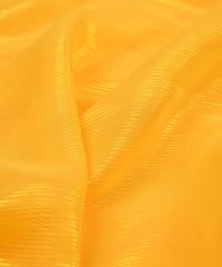 Yellow Georgette Fabric with Stripes