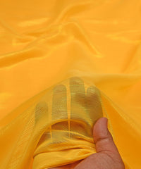 Yellow Georgette Fabric with Stripes
