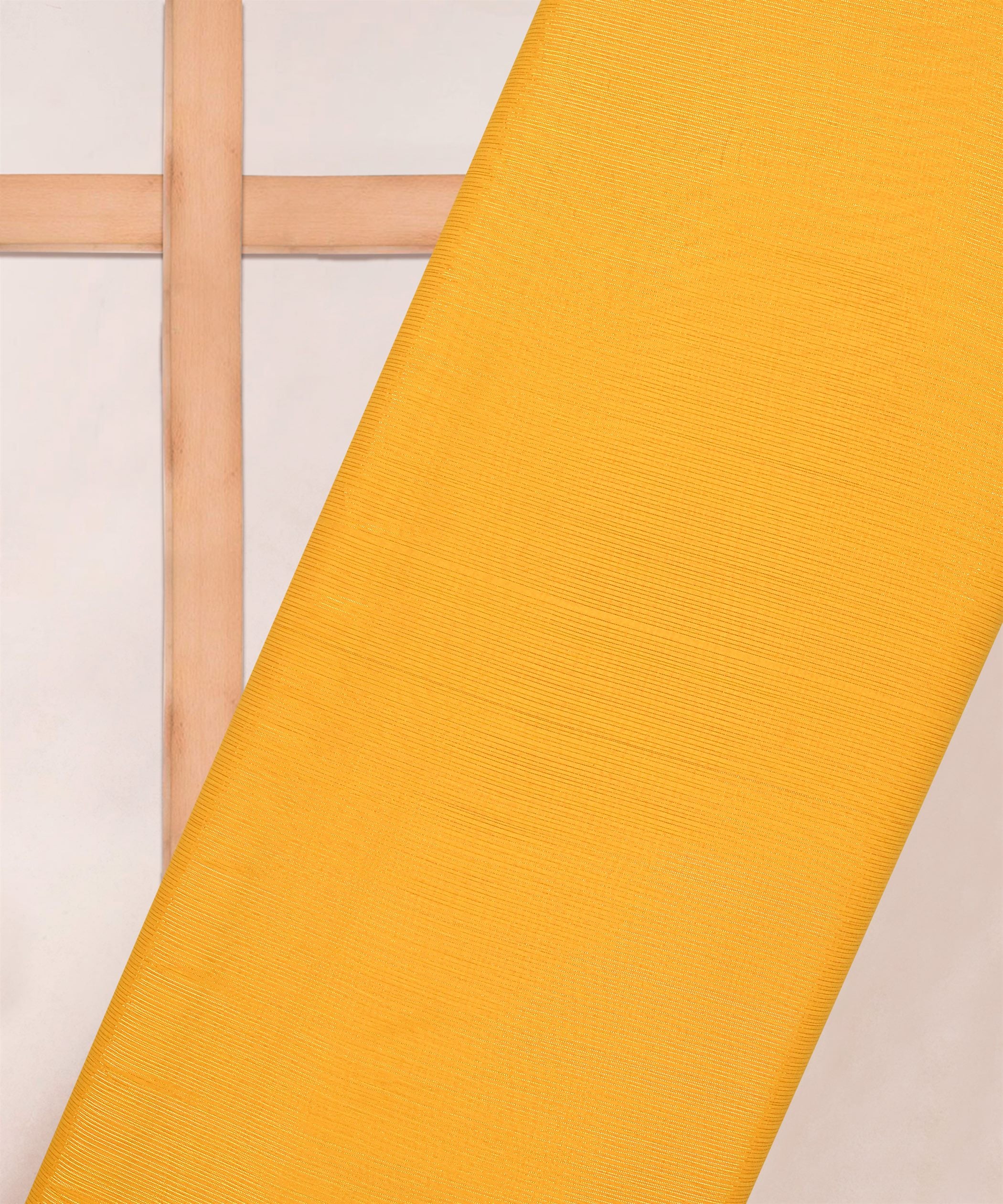 Yellow Georgette Fabric with Stripes