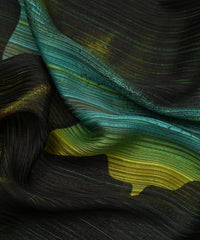 Aqua Green Georgette Fabric with Wavy Spray Print